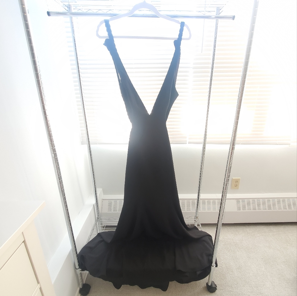 Jay Godfrey Floor-Length Backless Black Dress - Size 8